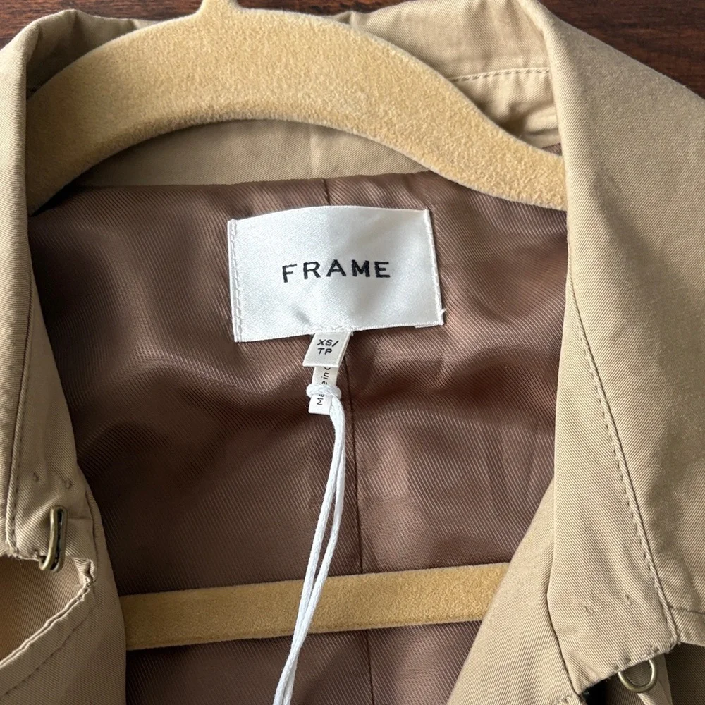 Frame Denim Cropped Tan Trench Jacket - Picture 3 of 3